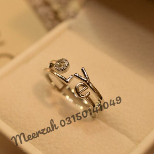 Beautiful Love Silver Adjustable Ring for Girls/Women