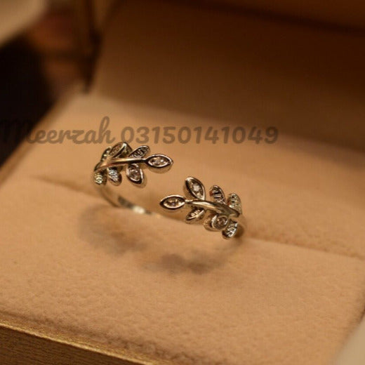 Beautiful Fancy silver Leaf  Adjustable Ring for Girls/Women