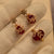 Stylish Gold Coated Maroon Stone Earrings and Ring For Girls/Women