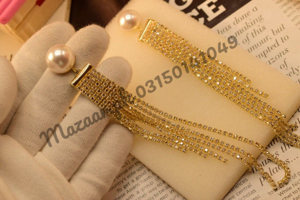 Elegant Long Crystal Golden Earings for Girls/Women - Meerzah