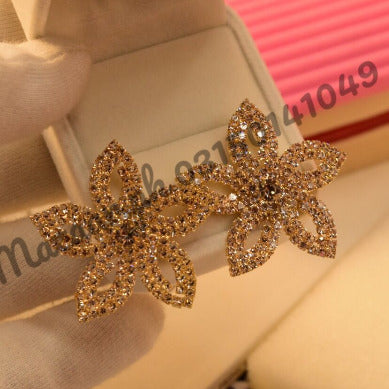 Elegant Flower Crystal Golden Earings for Girls/Women - Meerzah