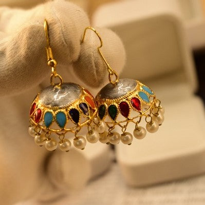 Fancy Multi Stones (Jhumkiyan) Earings for Girls/Women - Meerzah