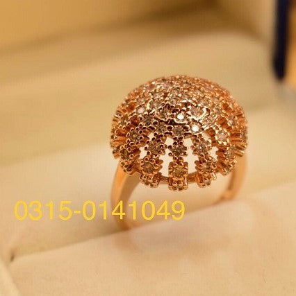 Stylish Golden Cut Stone Crystal Ring for Girls/Women - Meerzah