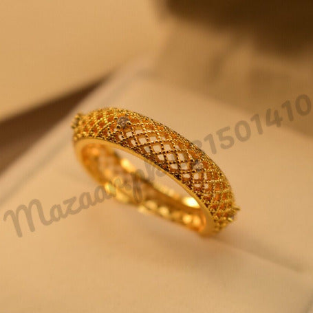 Buy Bold Grid Pattern Gold Challa Ring | Karuri Jewellers