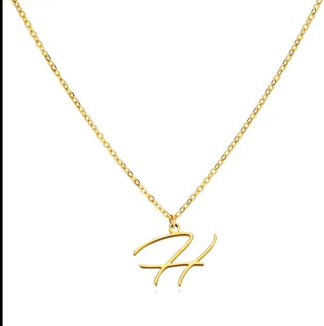 Gold Plated Letter Capital Alphabet Pendant Necklaces For Girls/Women