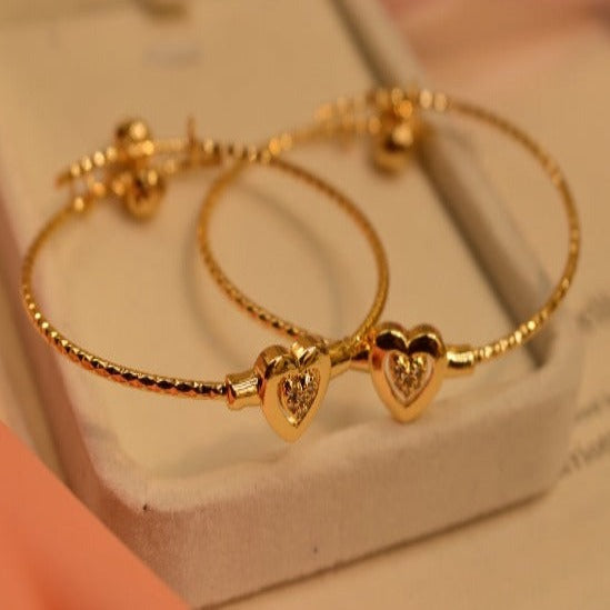 Cute Little Heart Design Golden Bangles for Kids