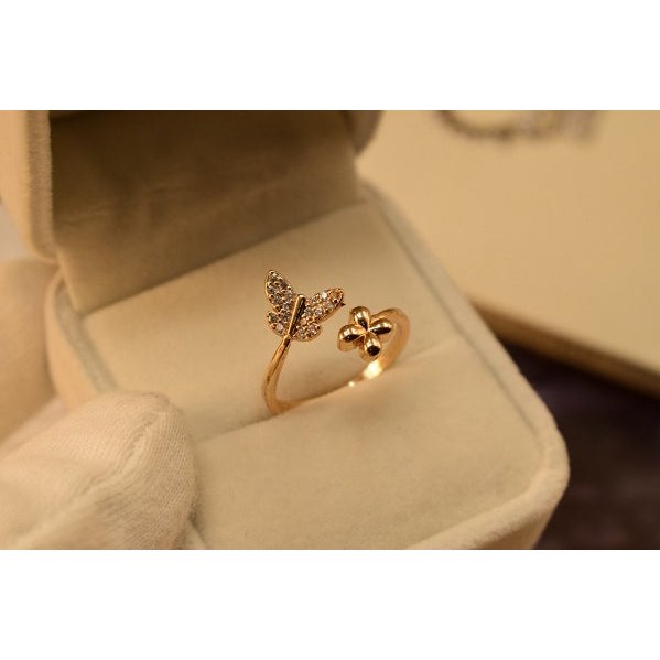 Fancy Butterfly Crysta Adjustable Silver Golden for Girls/Women - Meerzah