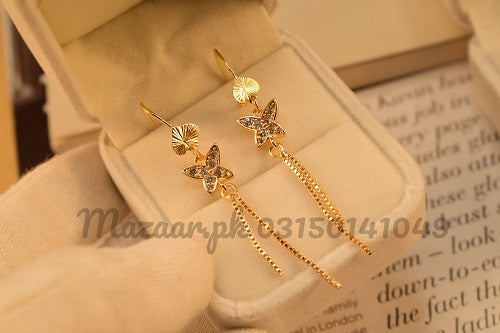 Elegant Golden Long Chain Crystal Earings for Girls/Women - Meerzah