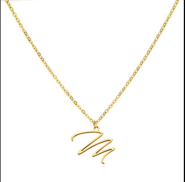 Gold Plated Letter Capital Alphabet Pendant Necklaces For Girls/Women