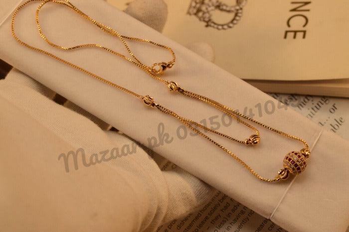 18K Chain Mala Micro Ball Gold Plated Pendant for Girls/Women - Meerzah