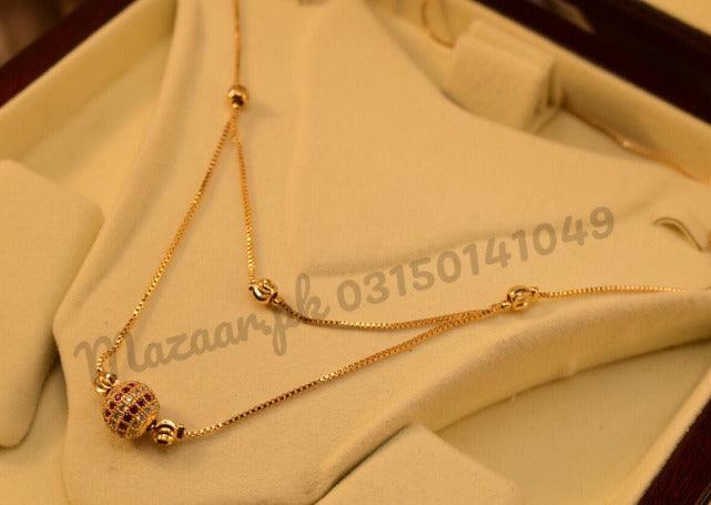 18K Chain Mala Micro Ball Gold Plated Pendant for Girls/Women - Meerzah