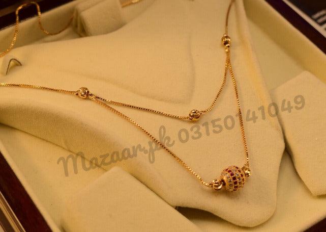 18K Chain Mala Micro Ball Gold Plated Pendant for Girls/Women - Meerzah