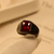 Elegant Red Zircon Stone Crystal Black Ring for Boys/Men