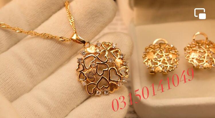 Antique Mini Heart Crystal Golden Necklace Sets for Girls/Women