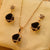 Elegant Stylish Black Stone Design Golden Necklace set for Girls/Women