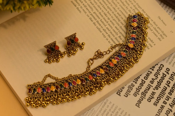 Elegant Stylish Golden Multi Design Necklace set for Girls/Women