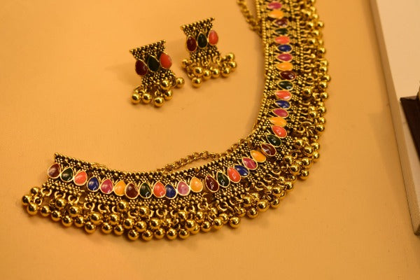 Elegant Stylish Golden Multi Design Necklace set for Girls/Women