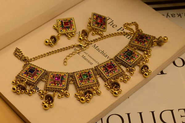 Antique Golden Unique Design Necklace set for Girls/Women