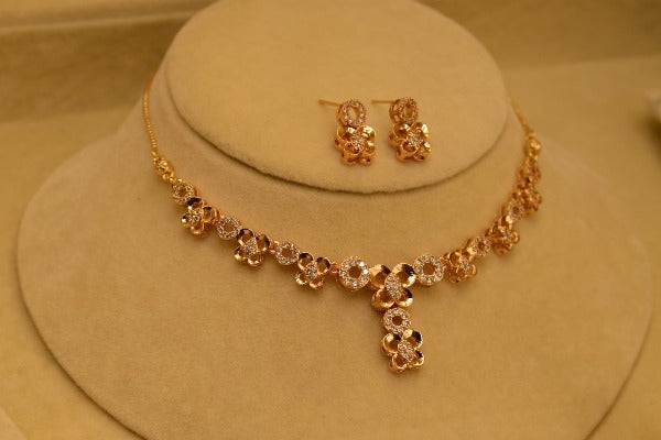 Stylish Stones Golden Design Necklace set for Girls/Women