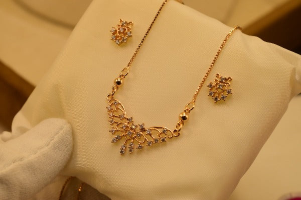 Elegant Butterfly Stones Golden Design Necklace set for Girls/Women