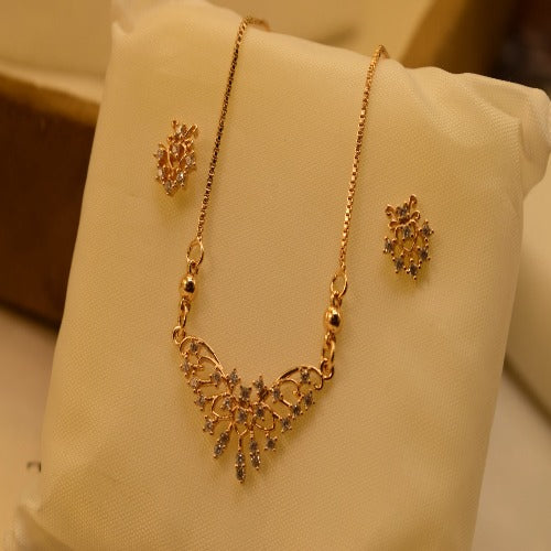 Elegant Butterfly Stones Golden Design Necklace set for Girls/Women