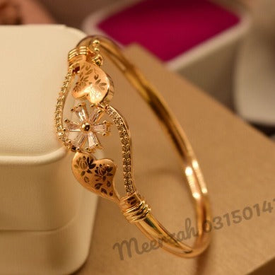 Fancy Single Kara Gold Design Bangles for Girls/Women - Meerzah