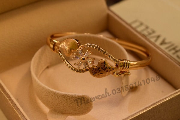 Fancy Single Kara Gold Design Bangles for Girls/Women - Meerzah