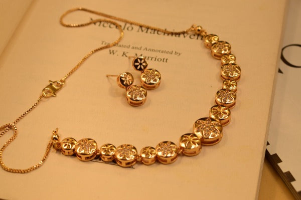 Stylish Golden Unique Design Necklace set for Girls/Women