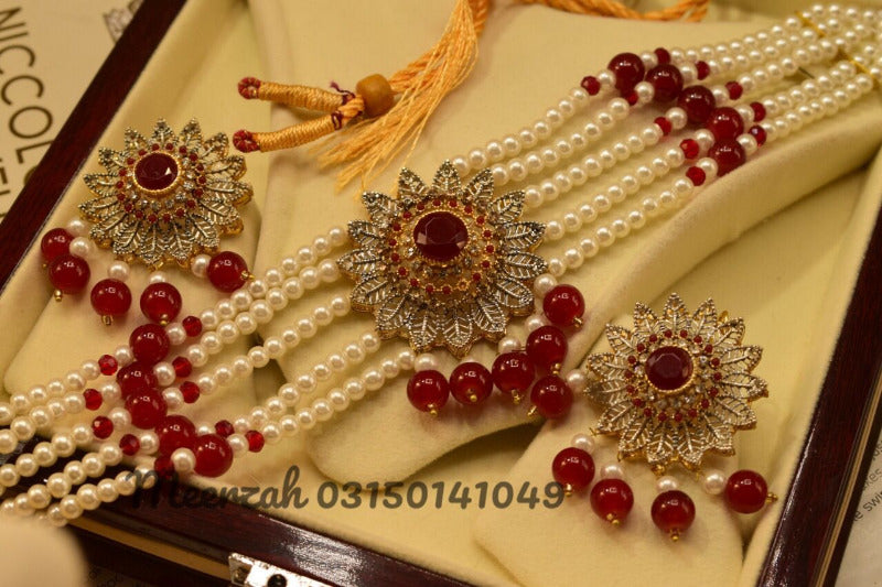 Beautiful Turkish Elegant Maroon colour Style CHOKER Sets for Girls/Women