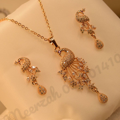 Elegant Peacock Stylish Golden Necklace Sets for Girls/Women - Meerzah