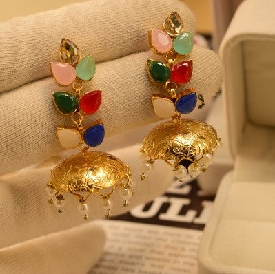 Elegant Multi Color Golden Pearl Earings for Girls/Women - Meerzah