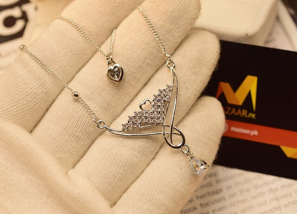 Sterling Crystal Heart Stone Silver Pendant for Girls/Women - Meerzah