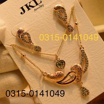 Leaf Gold Plated Crystal Necklace Sets for Girls/Women - Meerzah