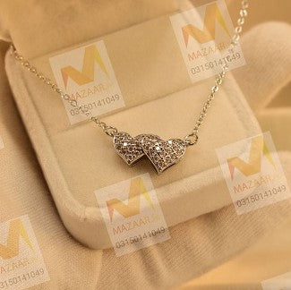 Sterling Double Heart Silver Plated Pendant for Girls/Women - Meerzah