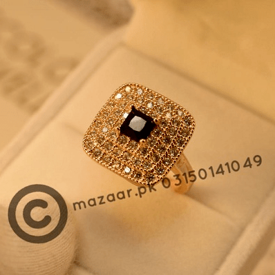 Stylish Zircon Golden Black zircon Ring for Girls/Women - Meerzah