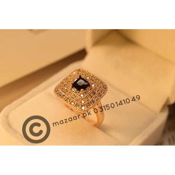 Stylish Zircon Golden Black zircon Ring for Girls/Women - Meerzah