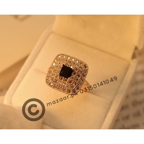 Stylish Zircon Golden Black zircon Ring for Girls/Women - Meerzah