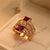 Elegant Maroon Square Zircon Crystal Ring for Girls/Women - Meerzah