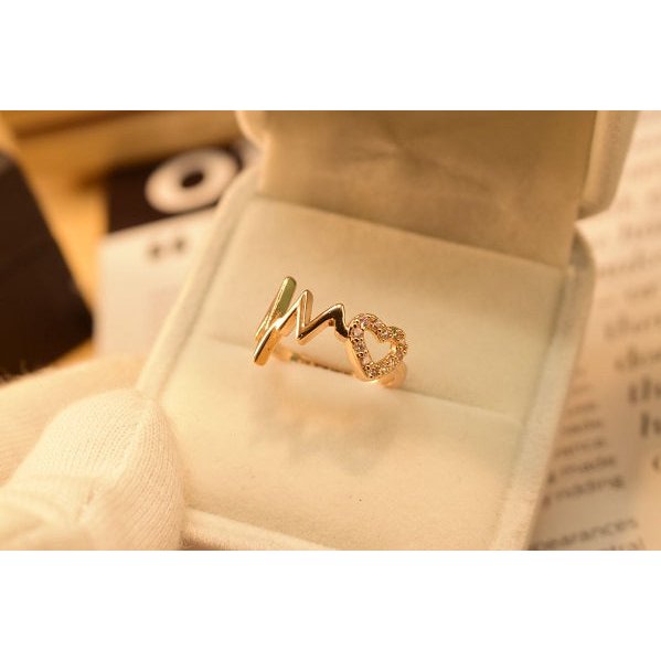 Stylish Heart Beat Golden/Silver Ring for Girls/Women - Meerzah