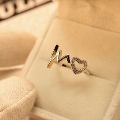 Stylish Heart Beat Golden/Silver Ring for Girls/Women - Meerzah