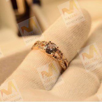 Beautiful Cut Stone Golden zircon Ring for Girls/Women - Meerzah