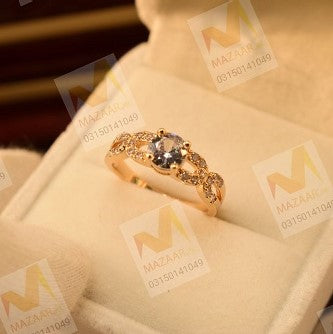 Beautiful Cut Stone Golden zircon Ring for Girls/Women - Meerzah