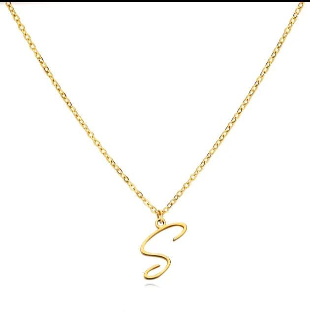 Gold Plated Letter Capital Alphabet Pendant Necklaces For Girls/Women