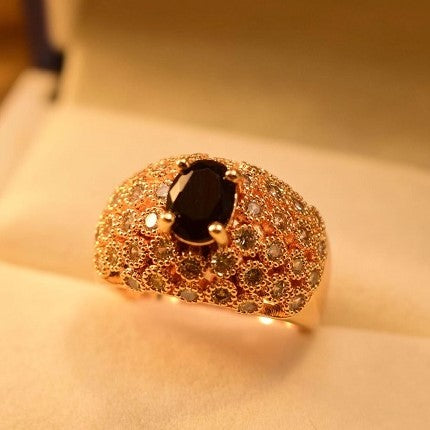 Dazzling Sapphire Stone Gold Plated zircon Ring for Girls/Women - Meerzah