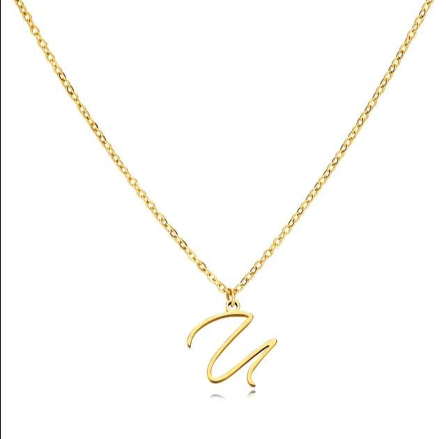 Gold Plated Letter Capital Alphabet Pendant Necklaces For Girls/Women