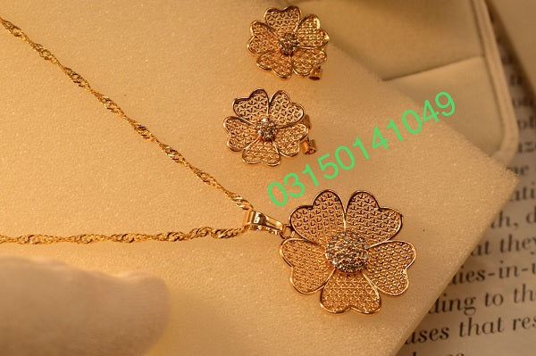 Elegant Stylish Flower Golden Necklace Sets for Girls/Women - Meerzah