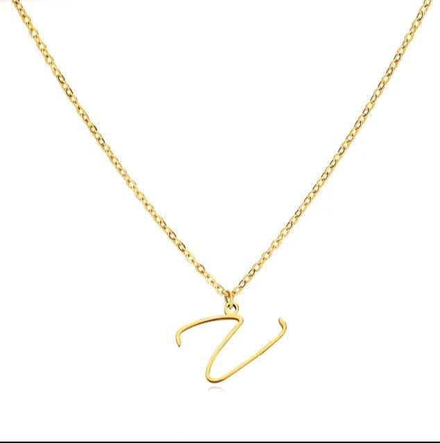 Gold Plated Letter Capital Alphabet Pendant Necklaces For Girls/Women